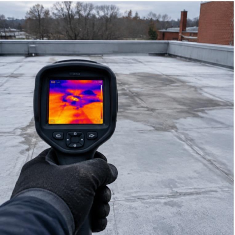 Moisture inspection of a commercial low-slope roof