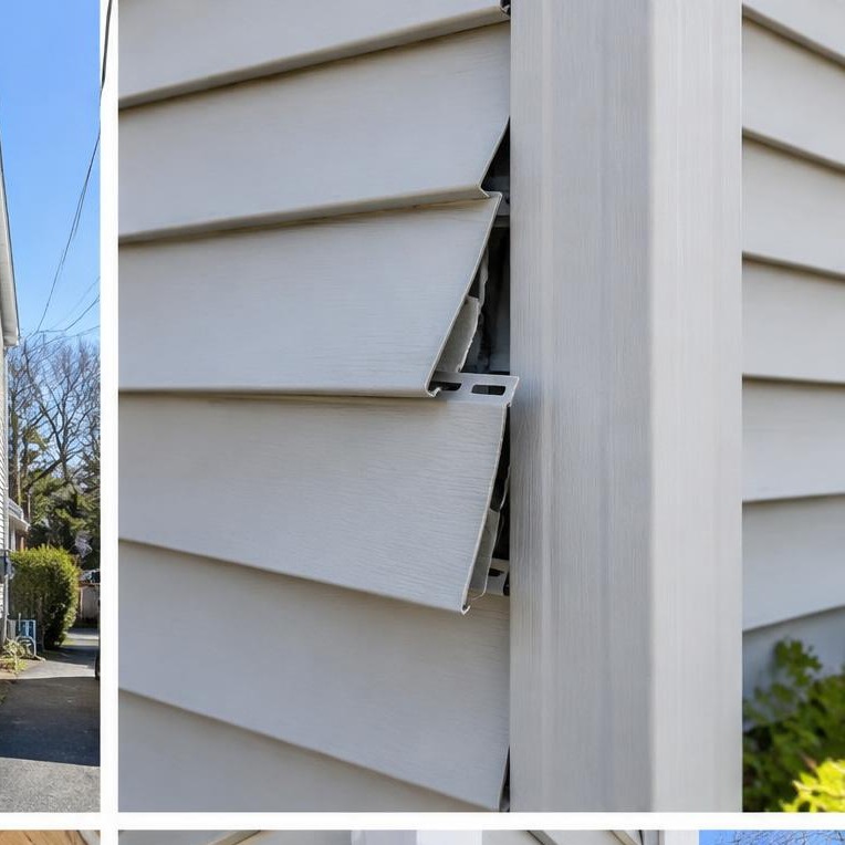Loose siding panels pulled away beside an outside corner